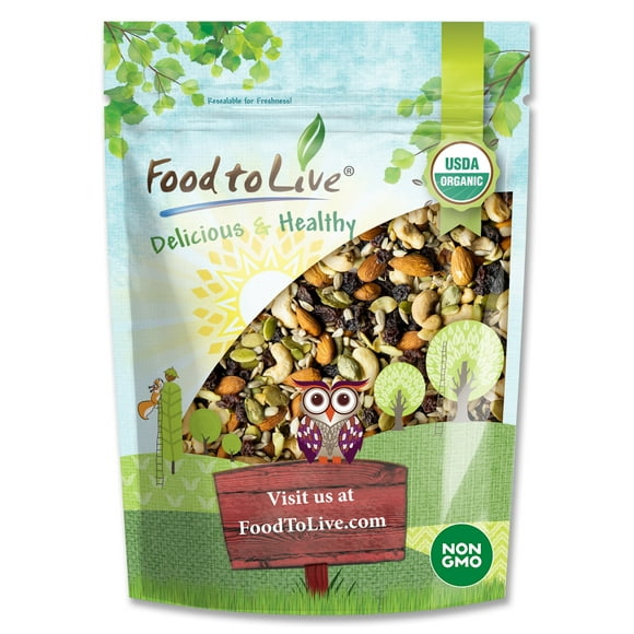 Organic Raw Seeds, Nuts and Raisins Mix, 2 Pounds Raw and Non-GMO Trail Mix