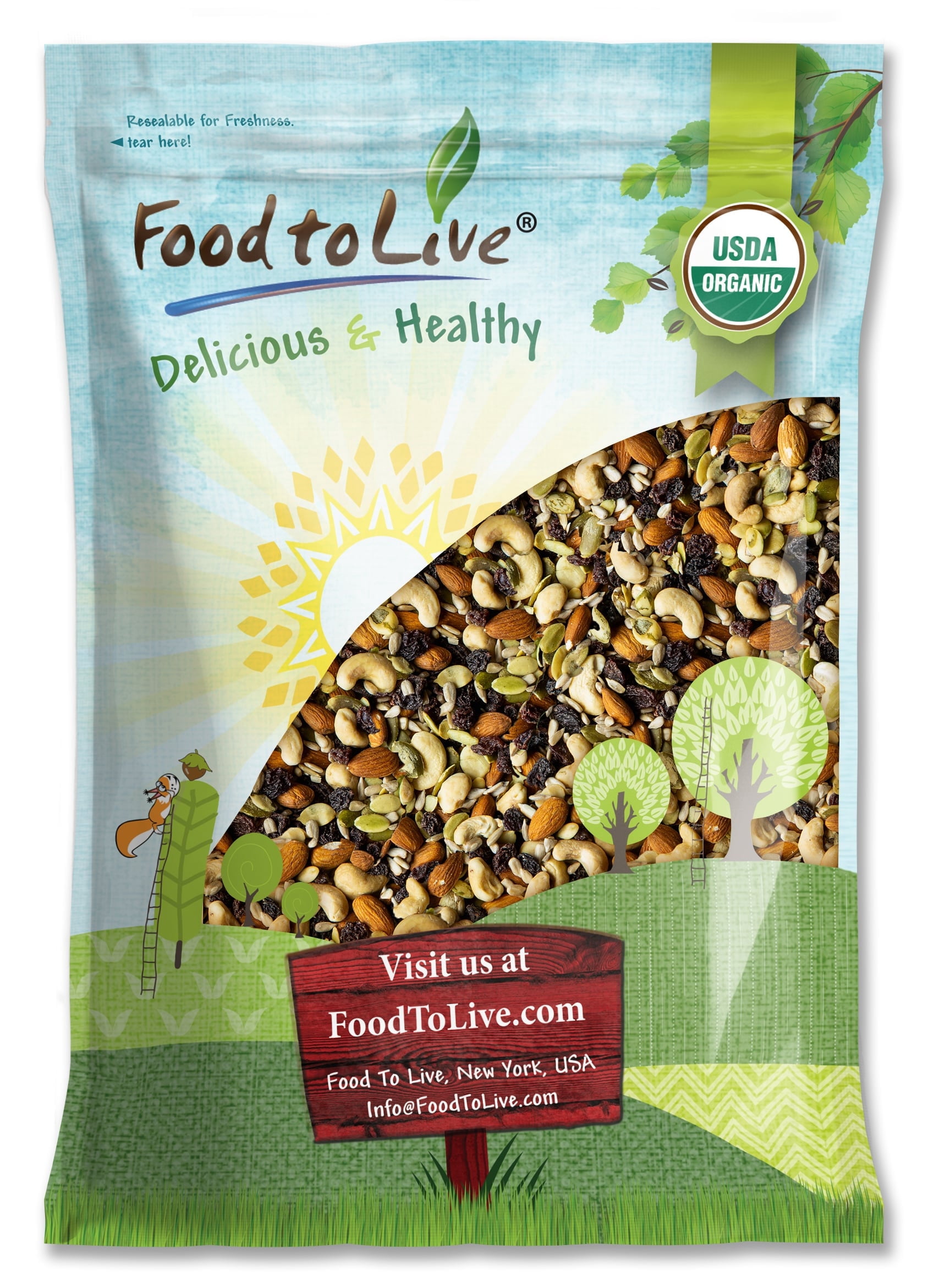 Organic Raw Seeds, Nuts and Raisins Mix, 8 Pounds – Raw and Non-GMO Trail Mix