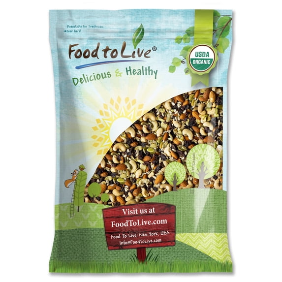 Organic Raw Seeds, Nuts and Raisins Mix, 8 Pounds – Raw and Non-GMO Trail Mix