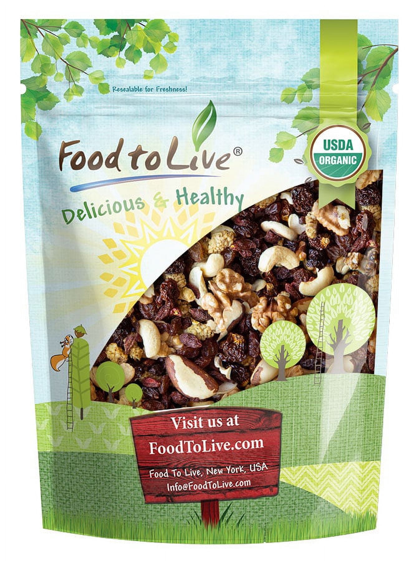 Organic Raw Super Nuts and Berries Trail Mix, 1 Pound — Non-GMO, Raw, Vegan — by Food to Live
