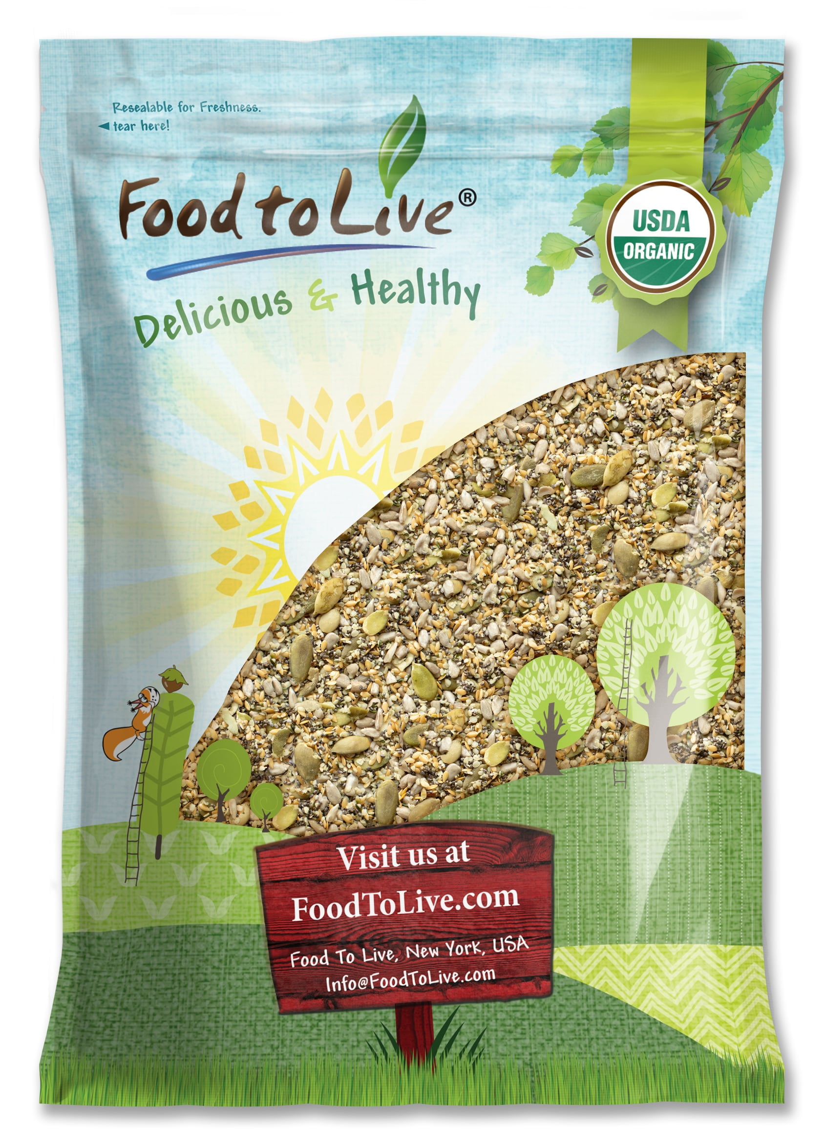 Food to Live Organic Raw Superseed Mix, Chia, Flax, Hemp