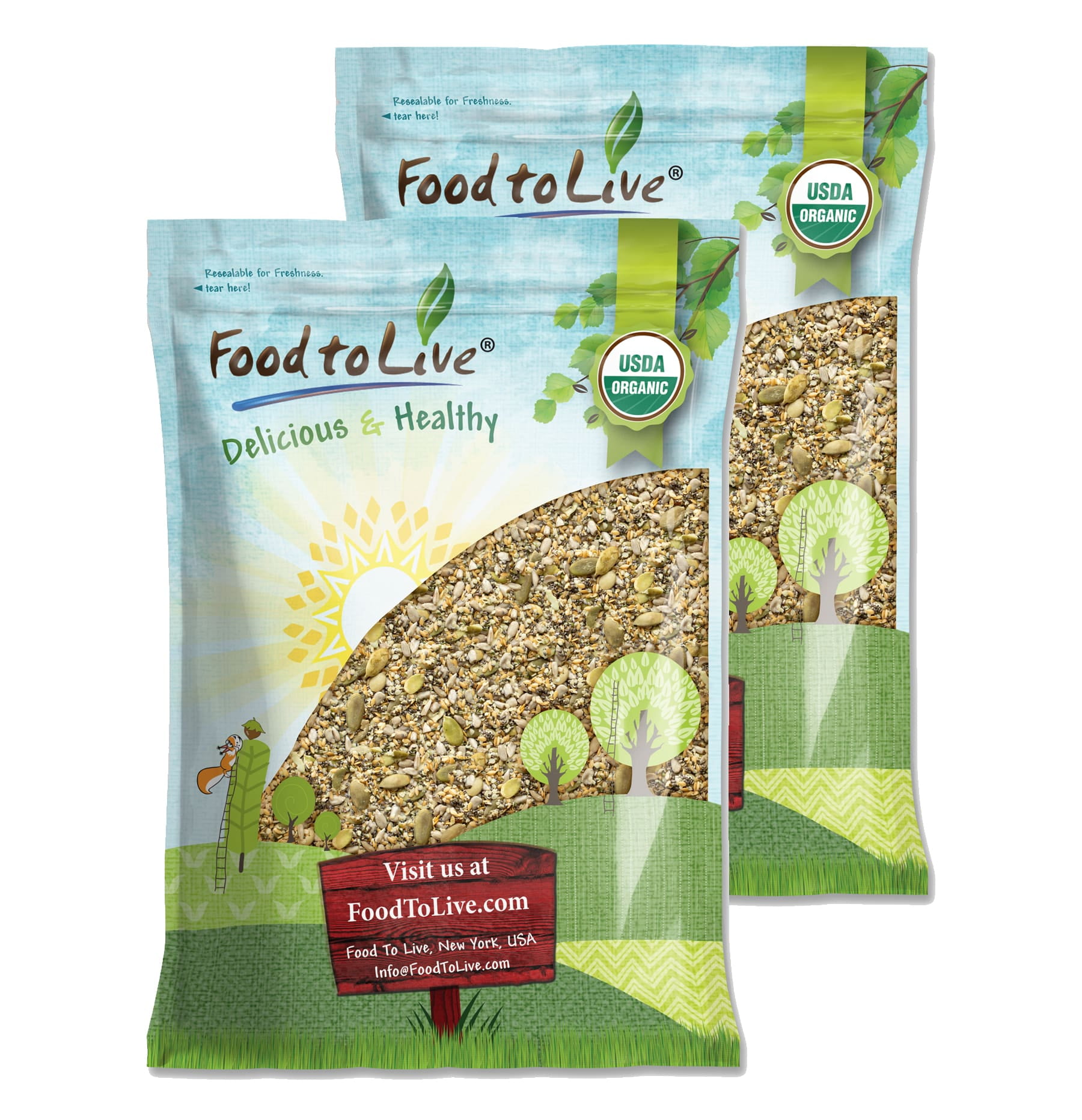 Organic Raw Superseed Mix with Chia, Flax, Hemp, Pumpkin, and Sunflower, 20 Pounds – Non-GMO Five Whole Seeds Blend, Vegan, Kosher, Bulk. High in Omega-3, Omega-6, Fiber, Protein. Perfect Salad Toppe