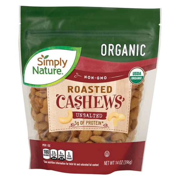 Organic Raw Unsalted Cashews, 14 oz- Pack of 2