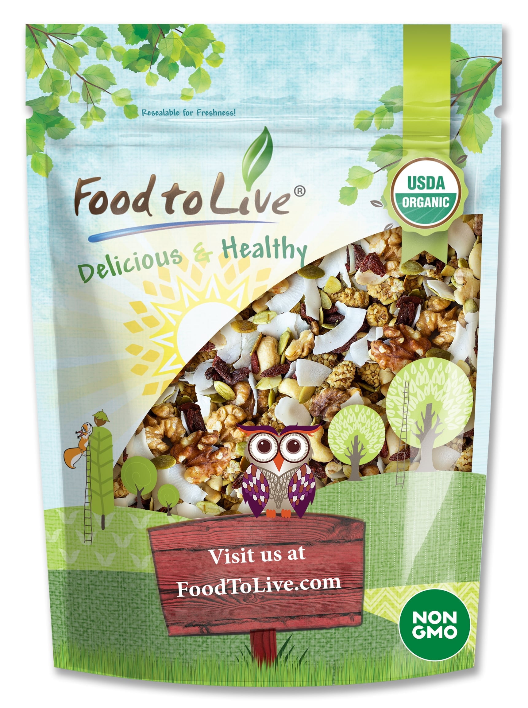 Organic Raw Variety Trail Mix, 2 Pounds – Non-GMO, Bulk – by Food to Live