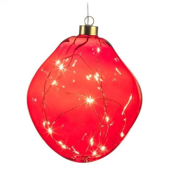 Organic Red Ball With Led Lights Ornament