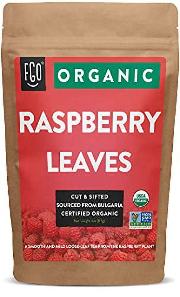 Organic Red Raspberry Leaf Herbal Tea 4oz Cut & Sifted Leaves Resealable Kraft Bag 100