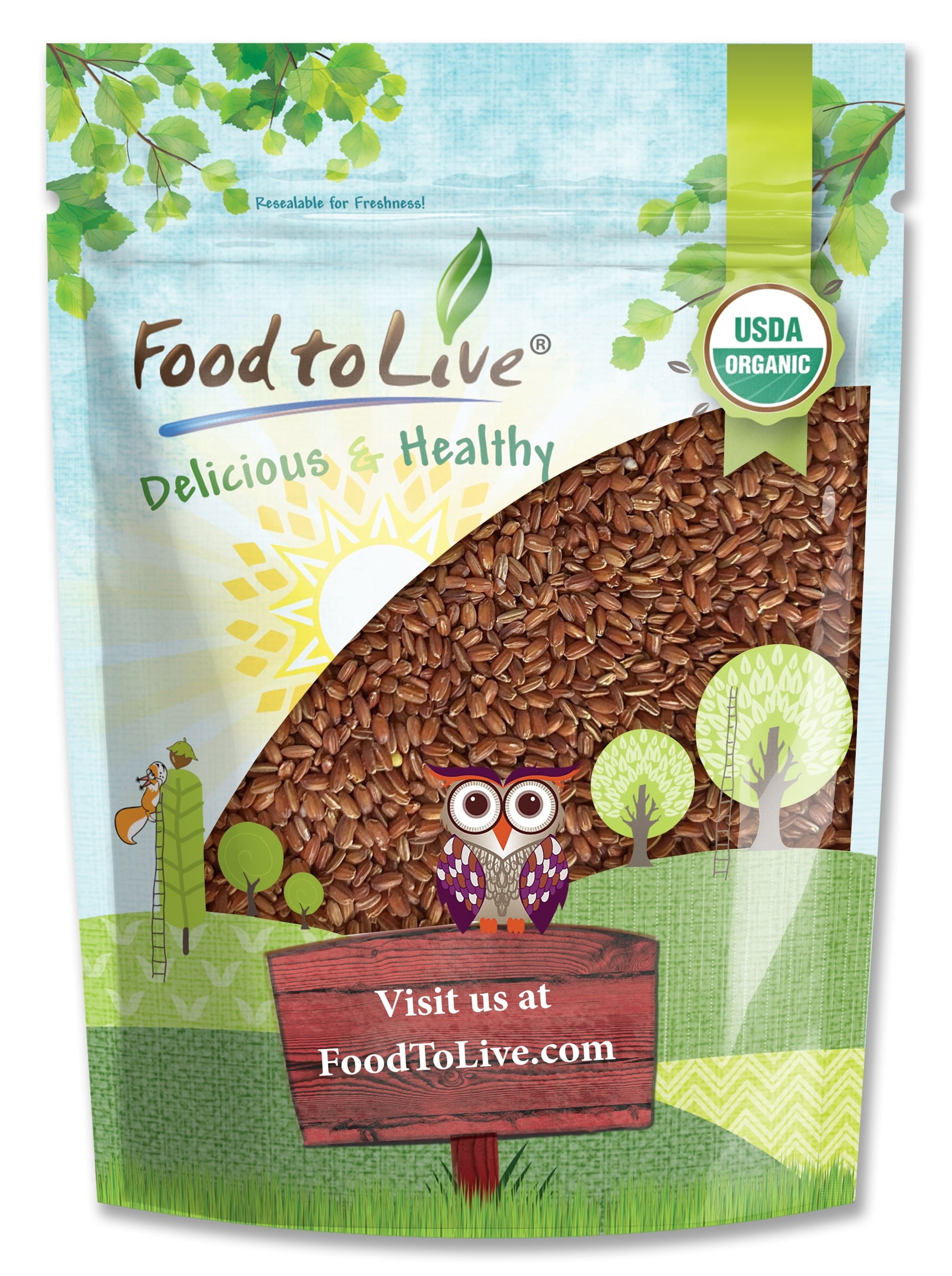 Organic Red Rice, 5 Pounds — Non-GMO, Raw, Vegan, Kosher — by Food to Live