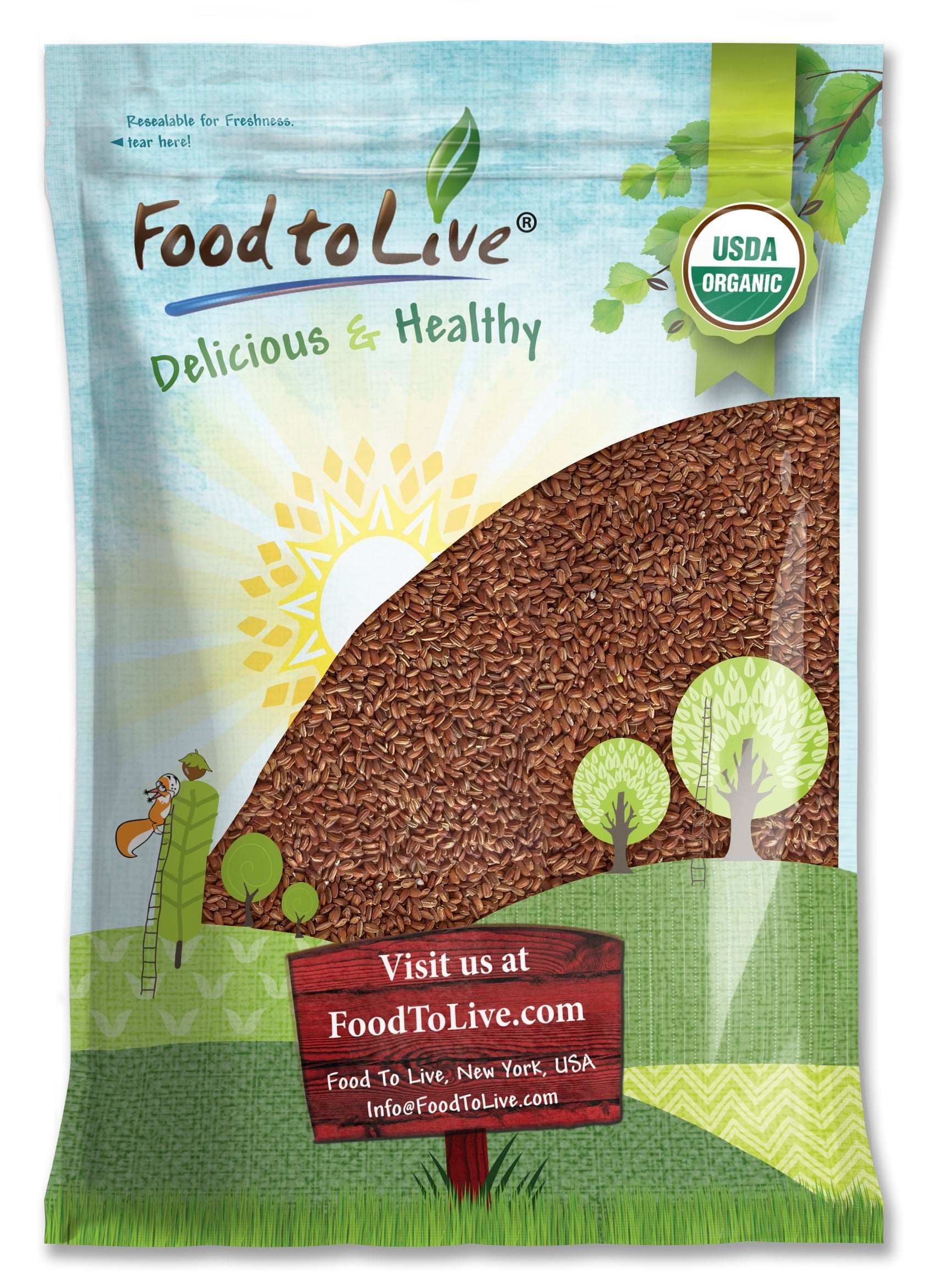 Organic Red Rice, 8 Pounds — Non-GMO, Raw, Vegan, Kosher — by Food to Live