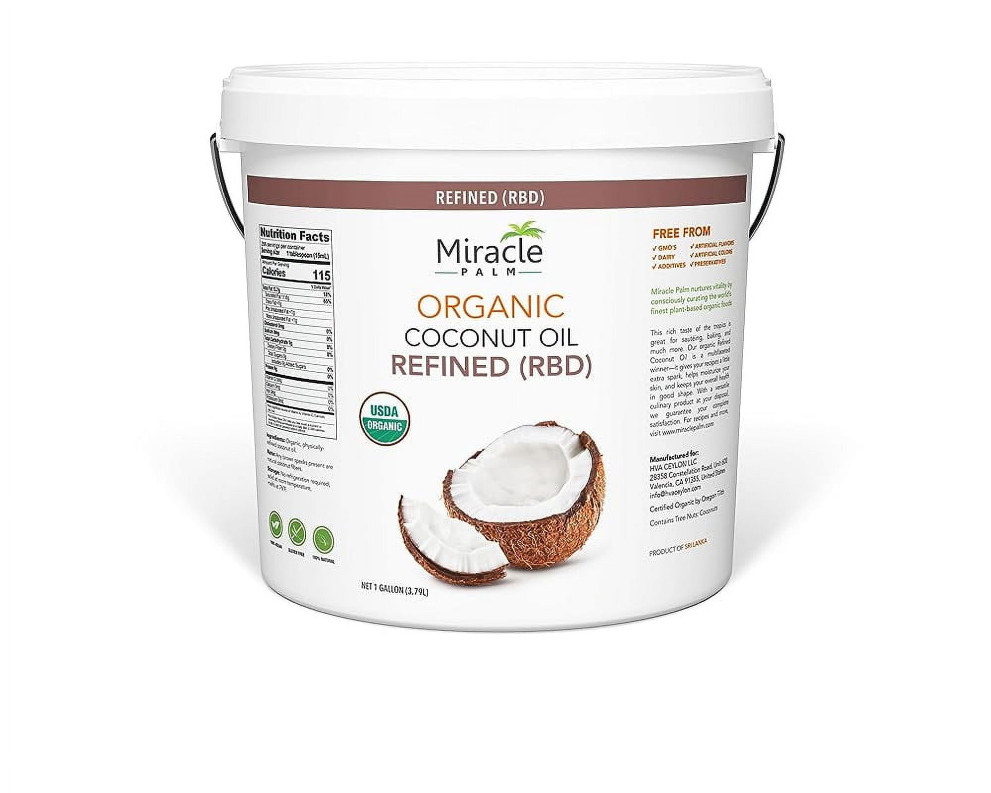 Organic Refined Coconut Oil (RBD) Gallon Pail by Palm