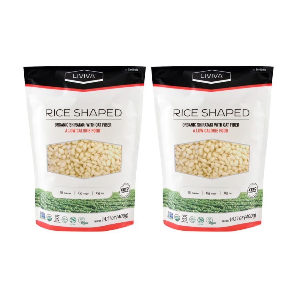 Organic Rice Shaped Shirataki with Oat Fiber, LowCalorie Pasta made