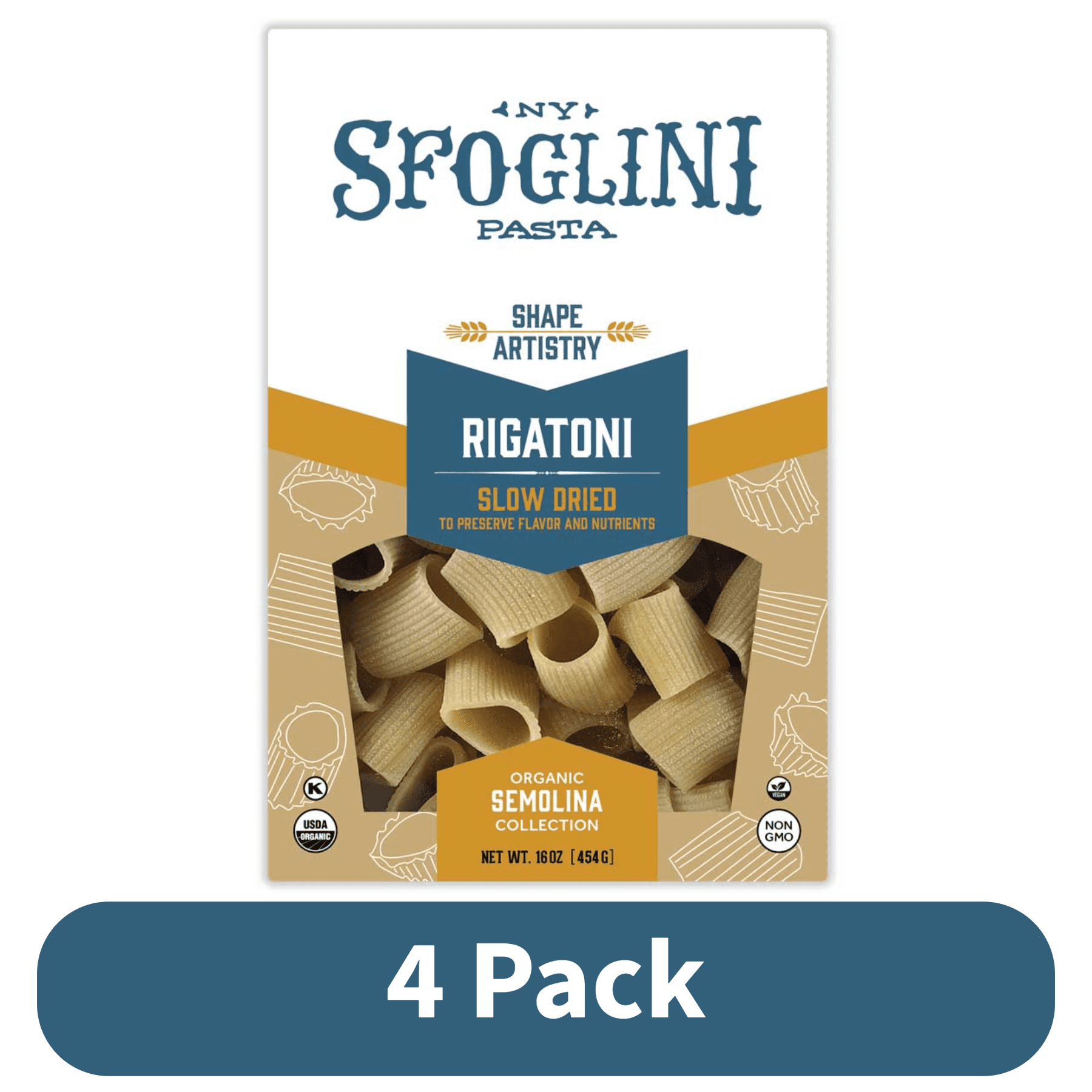 Sfoglini Organic Rigatoni Pasta, 4-Pack, 16 oz Boxes - Walmart.com