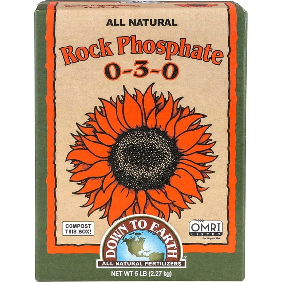 Organic Rock Phosphate - 0-3-0, 5 lb | Calcium Phosphate, Plant Food for Flower Beds, Vegetable Gardens, Tomatoes, Peppers, Bulbs, Perennials