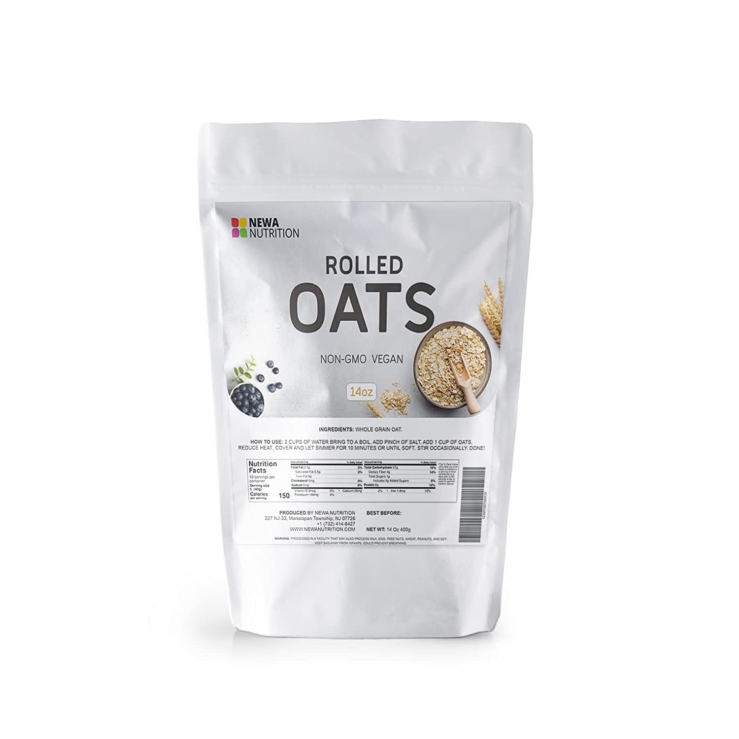 Organic Rolled Old Fashioned Oats, Kosher, NonGmo, Whole grain (Pack