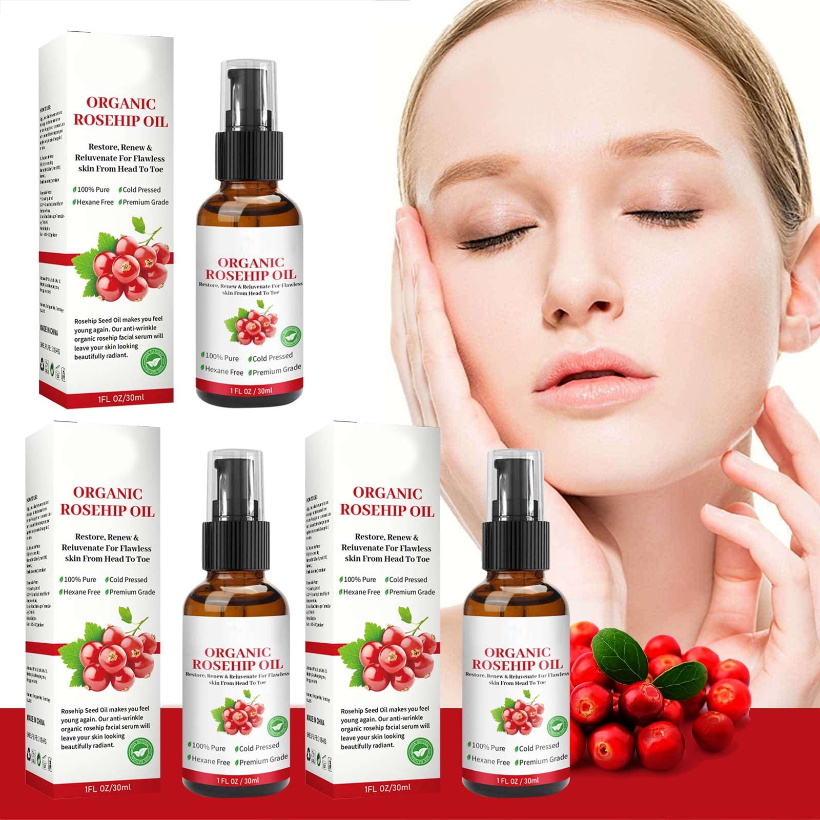 Organic Rosehip Oil for Face Organic Cold Pressed Rose Oil for Skin