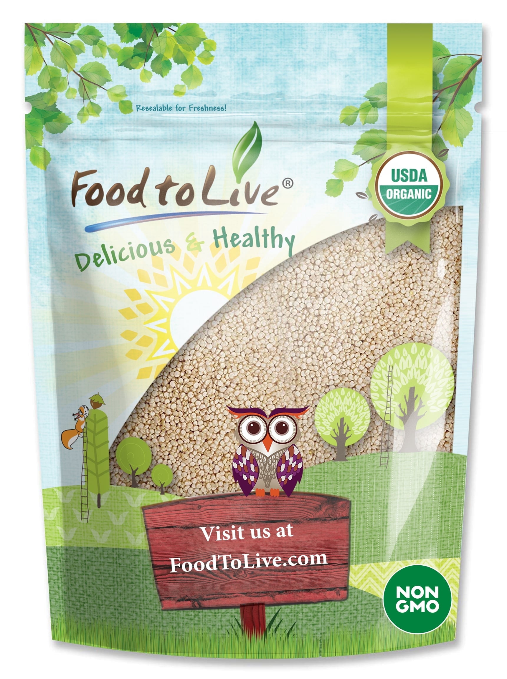 Organic White Quinoa, 0.5 Pounds  Non-GMO, Kosher, Raw, Vegan  by Food to Live