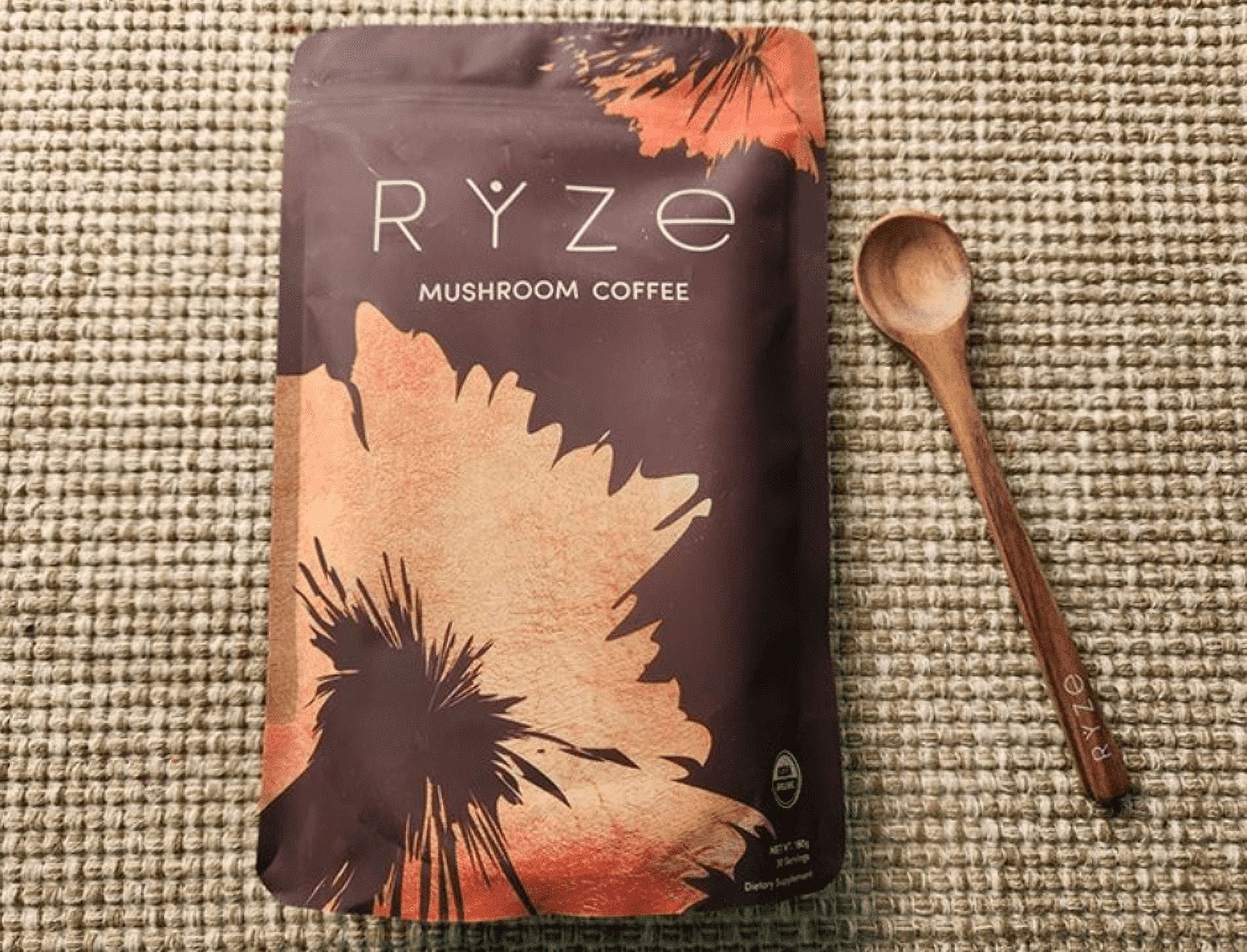 Organic Ryze Mushroom Coffee 30 Servings Total with Ryze Wooden Spoon