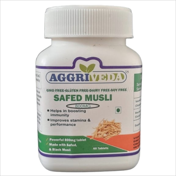 Organic Safed musli Ayurvedic Tablets | Chlorophytum borivilianum Capsule | Support Strength & Stamina | Made with safed musli powder |