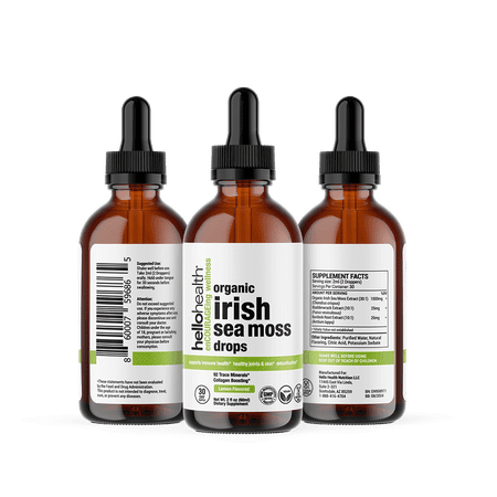 Organic Sea Moss Drops with organic bladderwrack and burdock from Hello Health