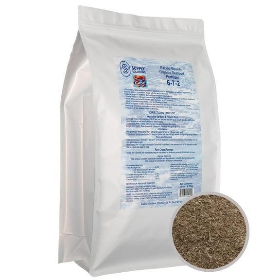 Organic Seafood Fertilizer 6-7-2 | 14.5% Calcium | All-Natural Fish & Shellfish-Based Garden Fertilizer | Boosts Growth, Improves Soil, and Prevents Blossom End Rot (20lbs)
