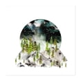 thumbnail image 1 of Organic Seclusion - Painting Watercolor Forest Mountain Nature Night Sky Aurora Scenic Unframed Wall Art Print 6 x 6 inches, 1 of 9