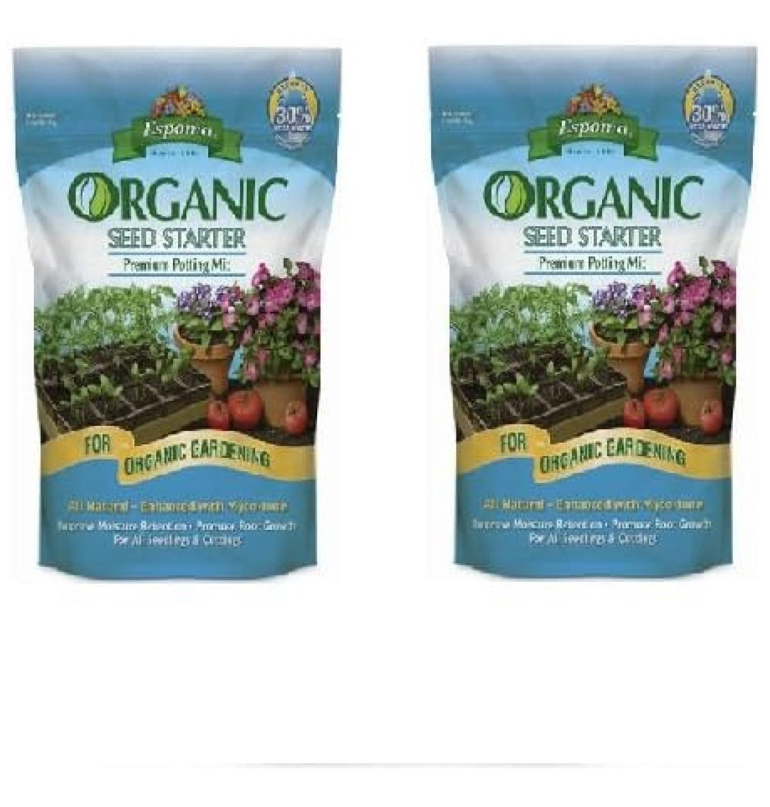 Organic Seed Starter Potting Mix - 16 qt (2 Pack) - Premium Soil for Seedlings & Cuttings - Enhanced with Myco-tone - All Natural Peat Moss & Perlite Blend