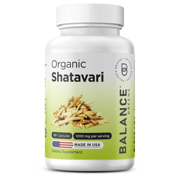 Organic Shatavari Capsules 1200mg - 60 Capsules - Lactation Vitamins for Breastfeeding - Hormonal Balance for Women by Balance Breens