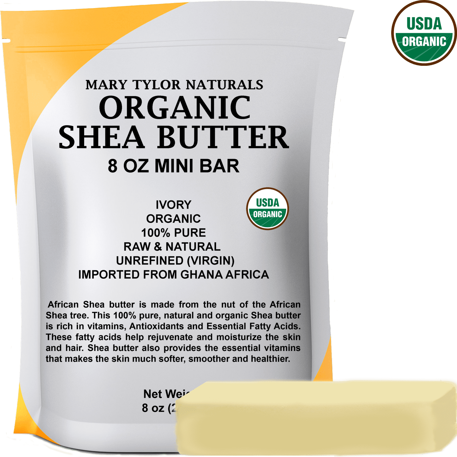 Sheanefit Raw Unrefined Ivory African Shea Butter Bulk Bar- Use Alone, Mix  with Other to Make Unique DIY Body Butter, Ivory Bulk Block Bars (10