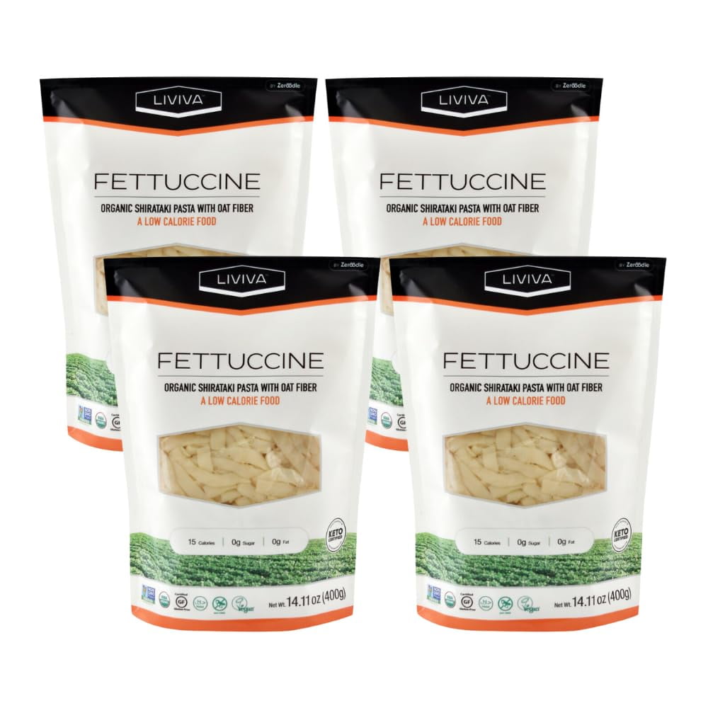 Organic Shirataki Fettuccine with Oat Fiber, LowCalorie Pasta made