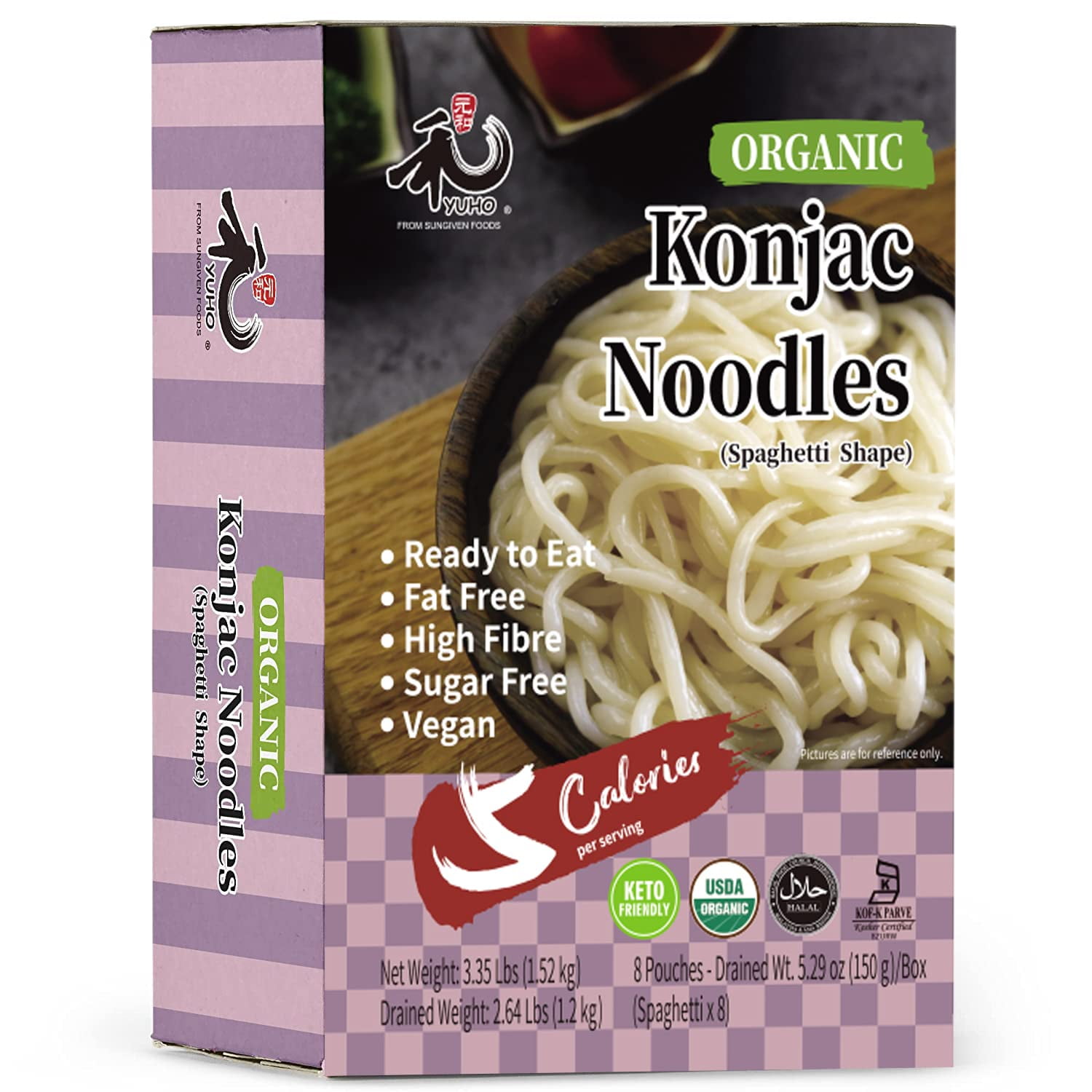 Organic Shirataki Konjac Pasta 8 Pack Inside, Vegan, Low Calorie Food