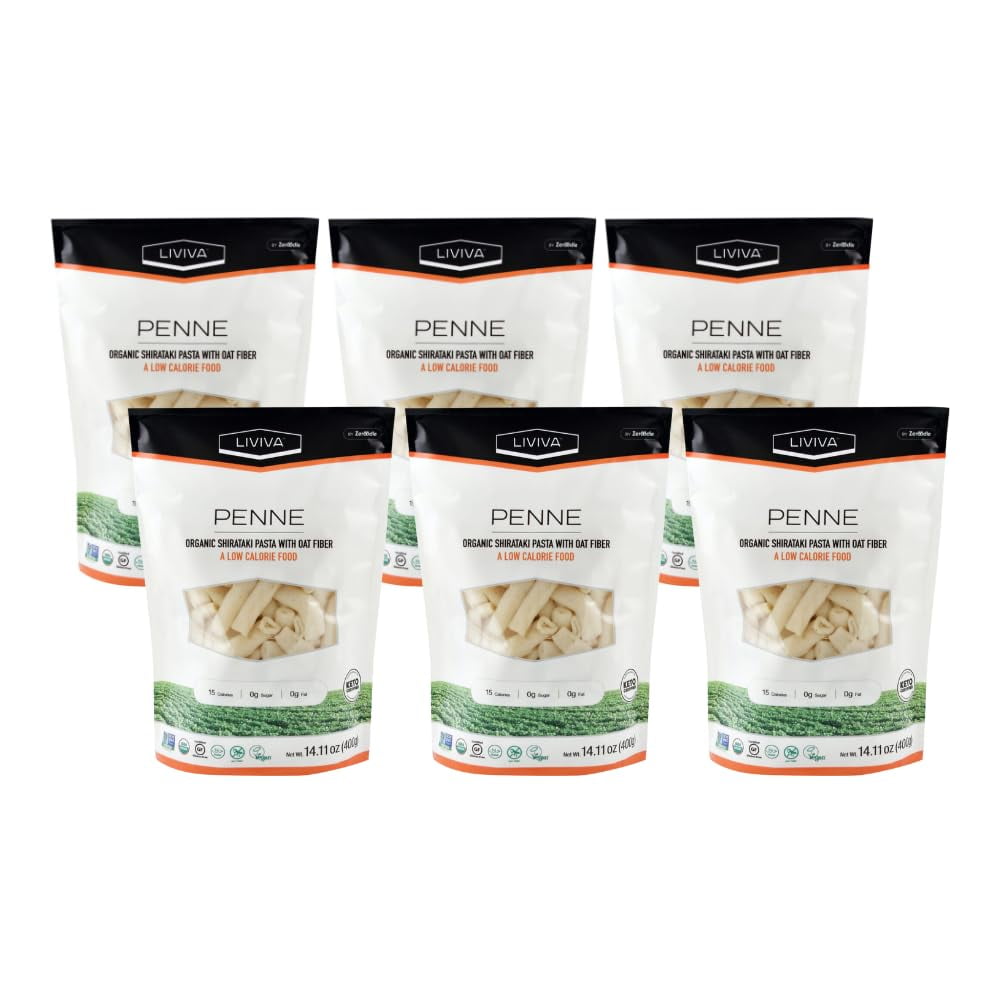 Organic Shirataki Penne with Oat Fiber, LowCalorie Pasta made from