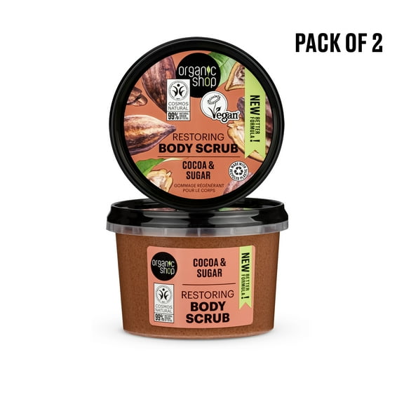 Organic Shop Body Scrub Natural Belgian Chocolate and Sugar 250ml. Pack of 2