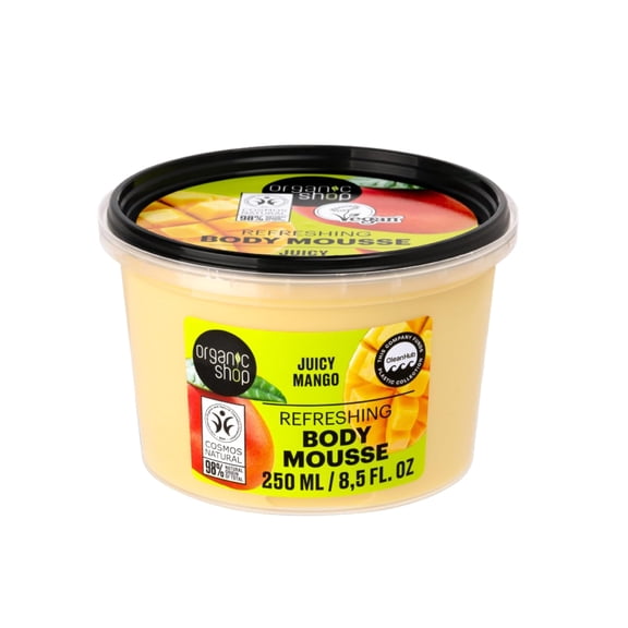 Organic Shop Refreshing Body Mousse Juicy Mango  Lightweight Body Moisturizer with Organic Mango, 98% Natural Origin, Vegan Body Lotion, Paraben Free, Silicone Free, Made in Europe