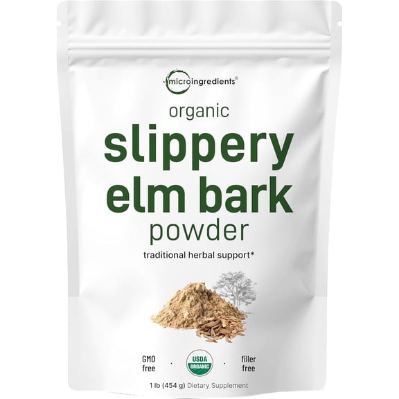 Organic Slippery Elm Bark Powder, 1lb ((648 Servings) | Helps Soothe The Throat and Coughing | US Grown, No Irradiated, No Contaminated, No GMOs, Pet Friendly