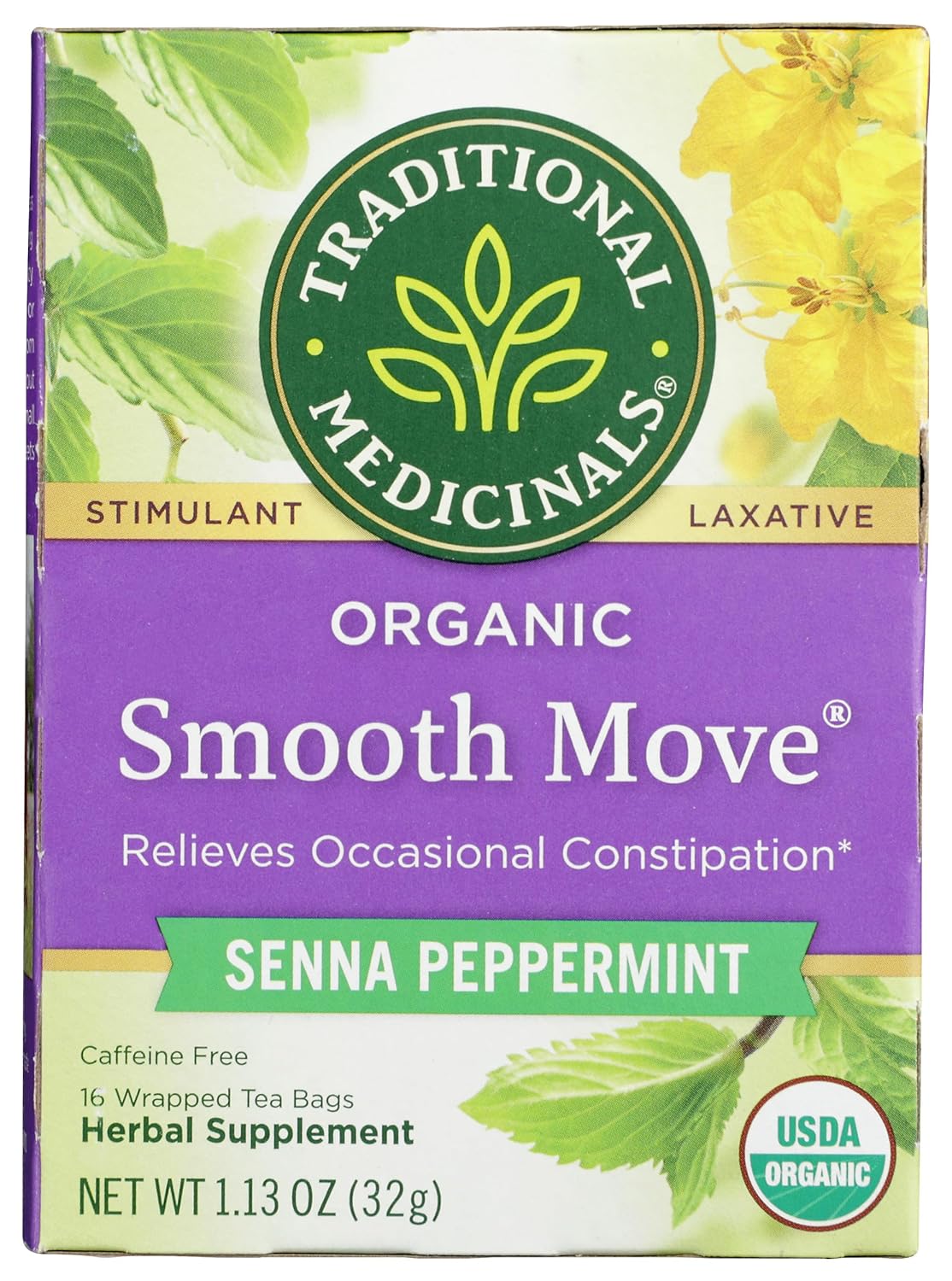 Organic Smooth Move Peppermint, Relieves Occasional Constipation, Senna