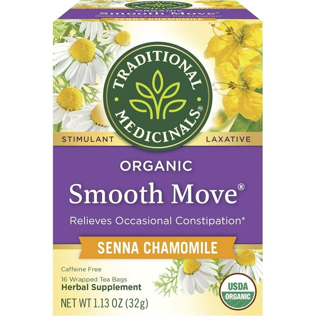 Organic Smooth Move Senna Chamomile Tea, Relieves Occasional