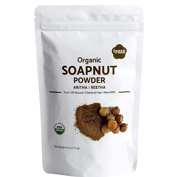 Iyasa Holistics Organic Soapnut Powder,Aritha, Natural Shampoo and Conditioner, 4 OZ / 113 GM