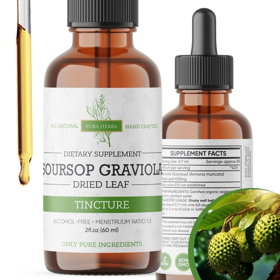 Organic Soursop Extract Graviola Drops Soursop Bitters Liquid Soursop Tincture Herbal Soursop Liquid 2 fl oz