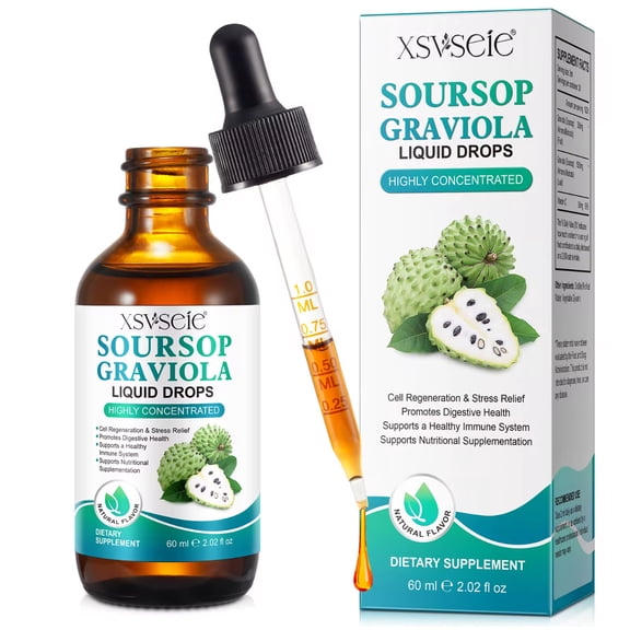 Organic Soursop Graviola Extract Drops  Detox & Immune Support Supplement (60 ML)