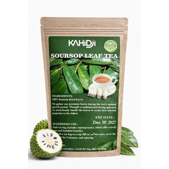 Premium Soursop Graviola Leaf Tea Bags, 100% Natural and Pure from Soursop Leaves, Handmade, Made With Natural Materials- 30 Tea Bags , Sugar/Caffeine/Gluten Free , non-GMO.