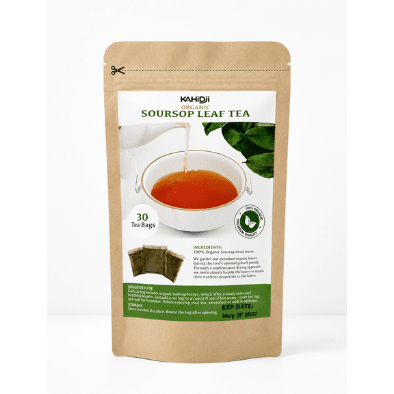 Premium Soursop Graviola Leaf Tea Bags, 100% Natural and Pure from Soursop Leaves, Handmade, Made With Natural Materials- 30 Tea Bags , Sugar/Caffeine/Gluten Free , non-GMO - 1 pk.