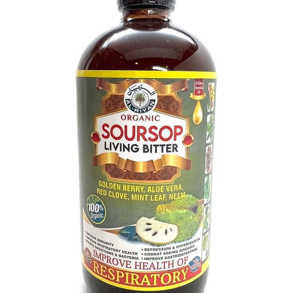 Organic Soursop Living Bitter with Golden Berry, Aloe Vera. Red Clove, Mint Leaf and Neem 16oz