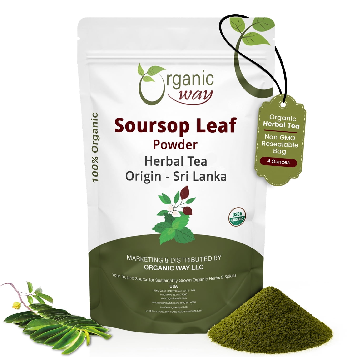 Organic Way Soursop Leaf Coarse Powder Herbal Tea Organic Vegan organic-way-soursop-leaf-coarse-powder-herbal-tea-organic-vegan