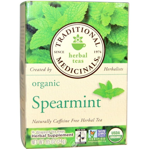 Organic Spearmint Tea 16 Bags by Traditional Medicinals Teas, Pack of 2