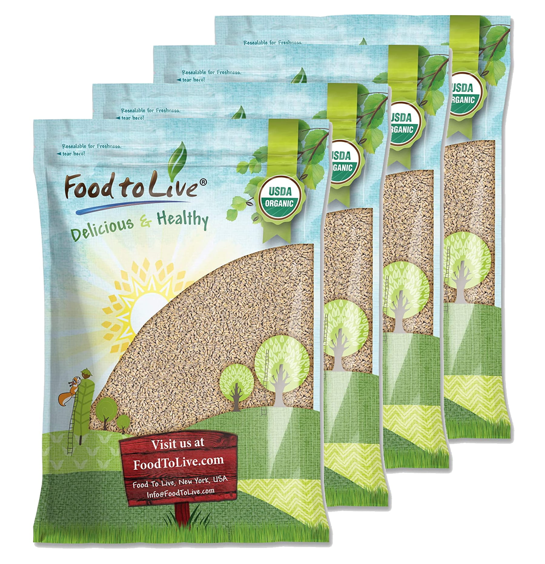 Organic Spelt Berries, 5 Pounds — Non-GMO, Raw, Vegan, Kosher, Sproutable —  by Food to Live