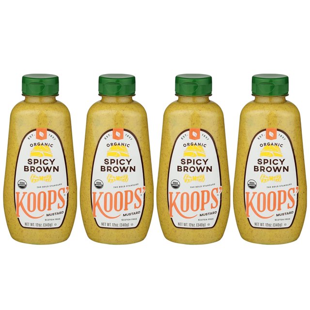 Organic Spicy Brown Mustard Bold and Brown Mustard Sauce, Gluten