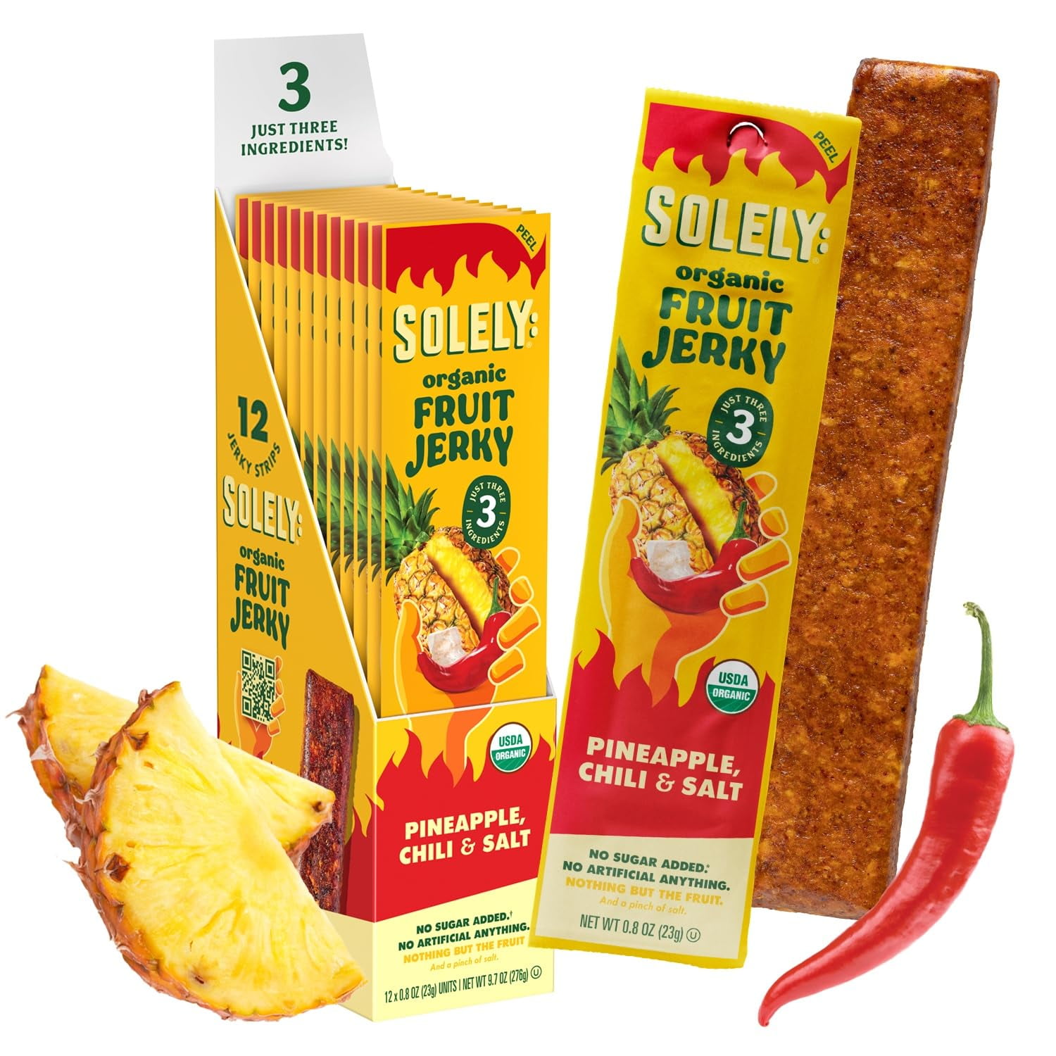 Organic Spicy Pineapple Chili and Salt Fruit Jerky 12 Individually