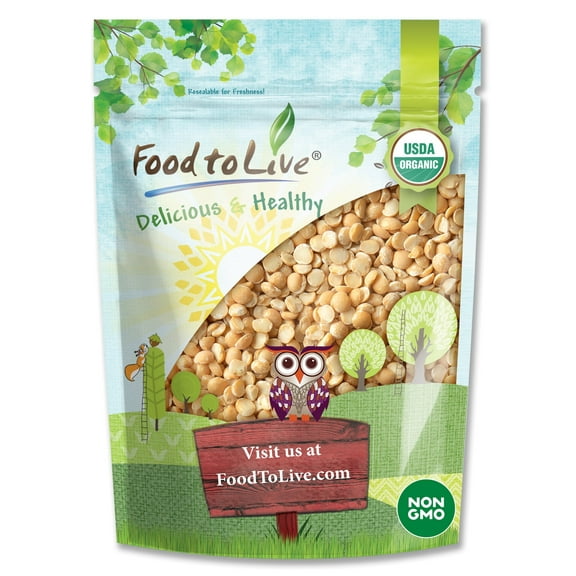 Organic Split Yellow Peas, 2 Pounds Dry Non-GMO Pulses. Legumes in Bulk. Great for Soups, Stews & More! Good Source of Protein and Fiber. Easy to Cook. Kosher