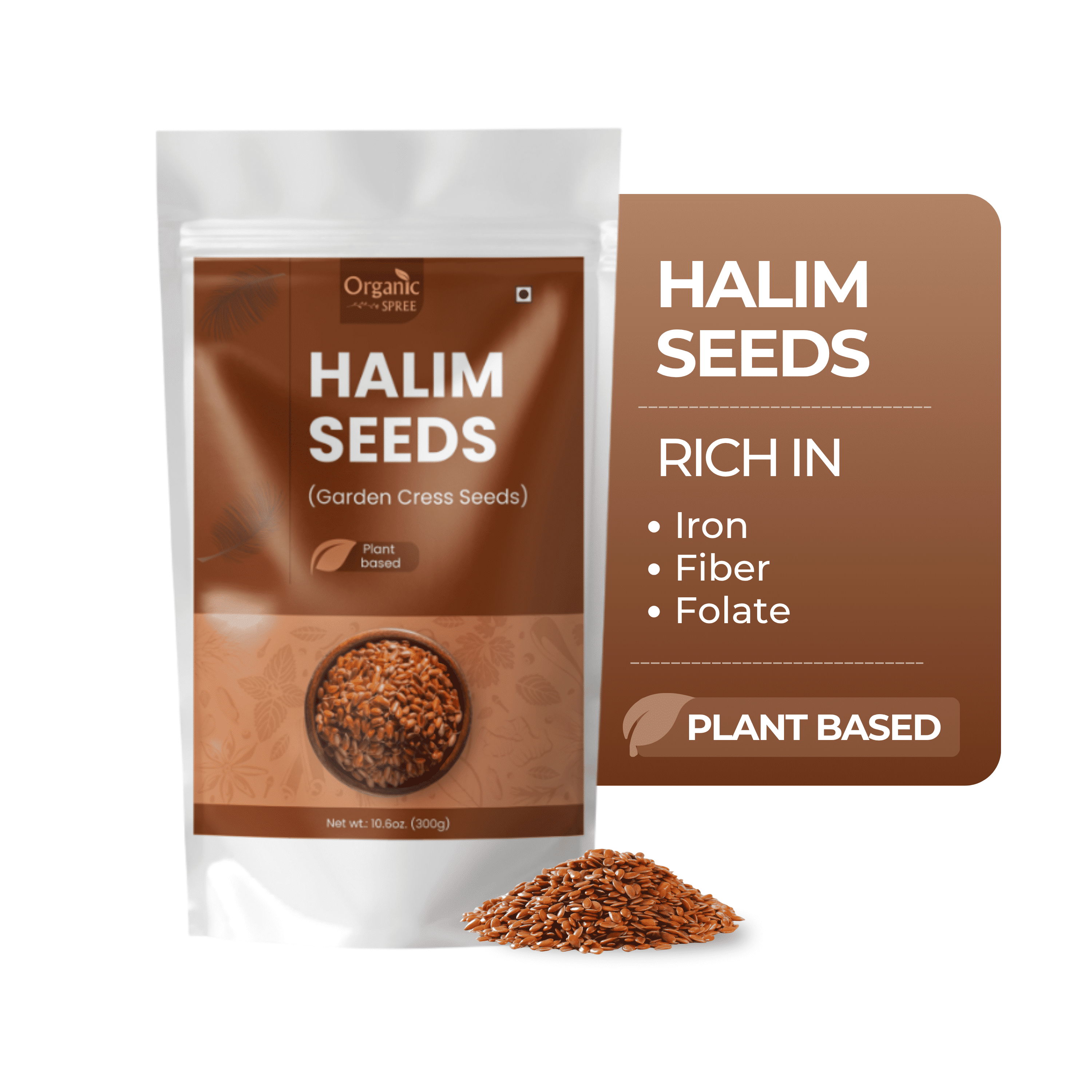 ORGANIC SPREE Halim Seeds 300g (10.6 oz) – Garden Cress Seeds for Overall Health and Wellness – Pure & Natural