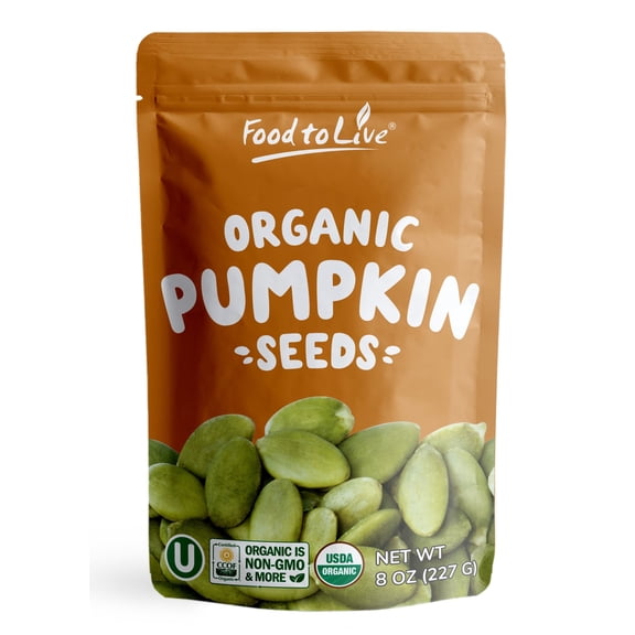 Organic Sprouted Pumpkin Seeds with Himalayan Salt, 8 Ounces  Non-GMO, Lightly Salted, Raw, Kosher