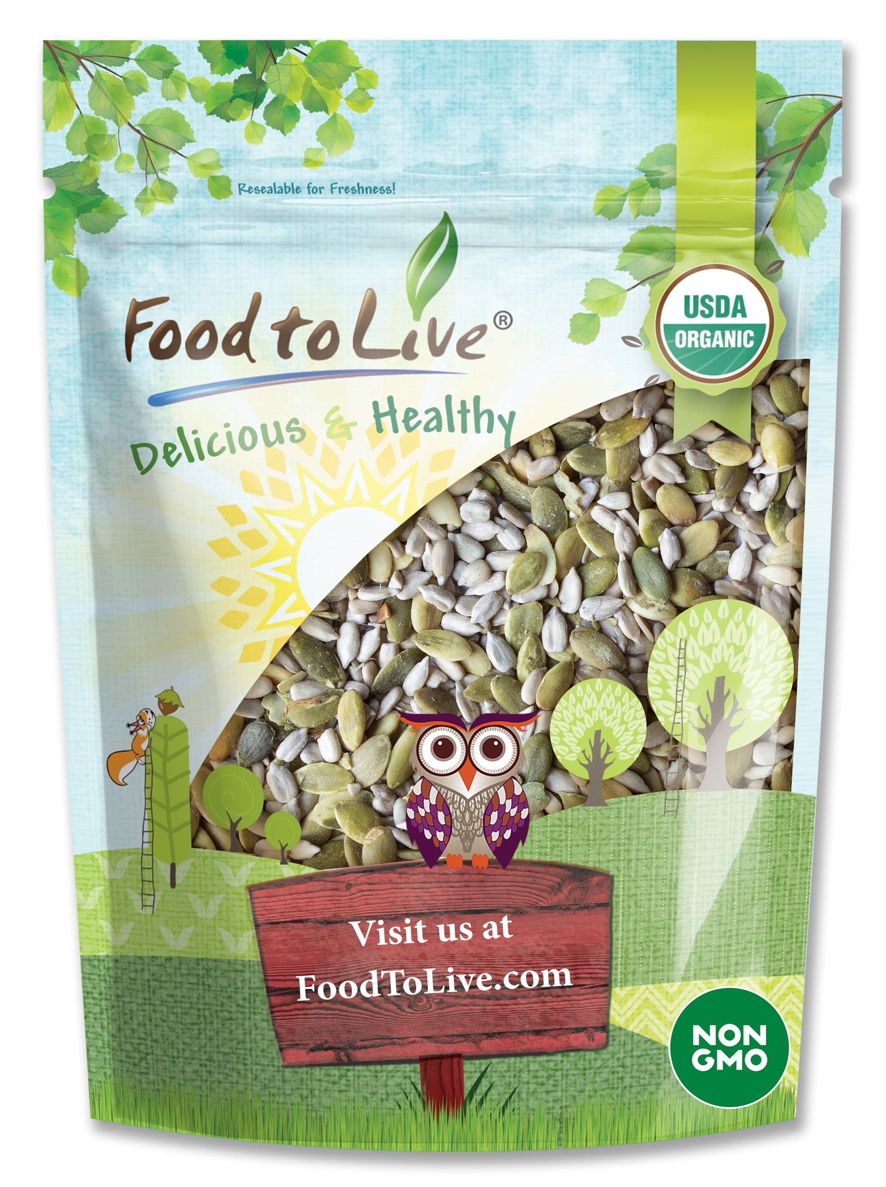 Organic Sprouted Pumpkin and Sunflower Seeds Mix, 2 Pounds — Non-GMO, Raw, Vegan, Kosher — by Food to Live